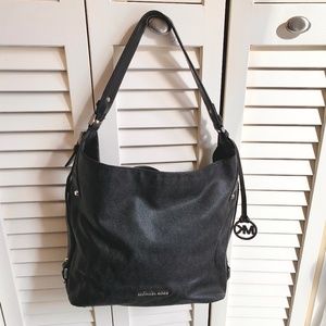 Michael Kors Bedford Belted Black Leather Shoulder Bag Purse